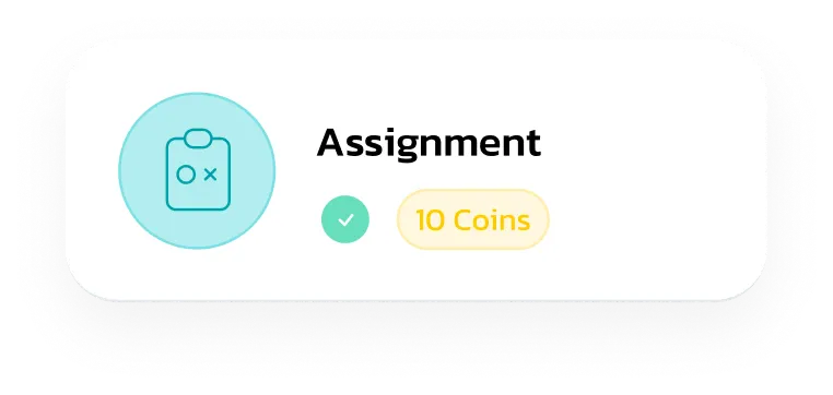 TeamLink assignment card awarding 10 coins